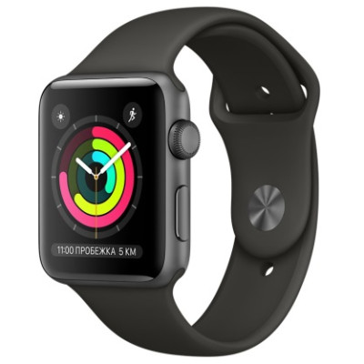 Apple Watch Series 3 (GPS) 42mm Space Gray Aluminum w. Gray Sport B. - Space Gray (MR362)