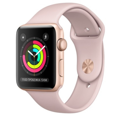 Apple Watch Series 3 (GPS) 42mm Gold Aluminum w. Pink Sand Sport B. - Gold (MQL22)