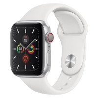 Apple Watch Series 5 GPS + LTE 40mm Silver Case w. White Sport Band (MWWN2)