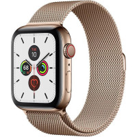 Apple Watch Series 5 LTE 44mm Gold Steel w. Gold Milanese Loop - Gold Steel (MWW62)