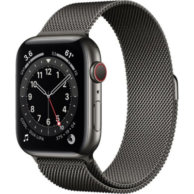 Apple Watch Series 6 GPS + Cellular 44mm Graphite Stainless Steel Case w. Graphite Milanese L. (M07R3, M09J3)
