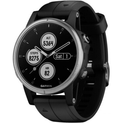 Garmin Fenix 5S Plus 5S Plus Silver with Black Band (010-01987-21)