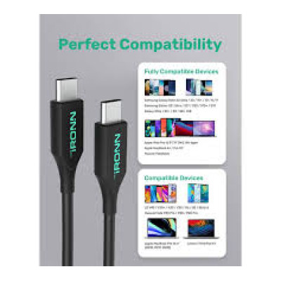 Кабель iRONN Type-C to Type-C 1.8m Black (CC20BT-L) Кабель iRONN Type-C to Type-C 1.8m Black (CC20BT-L)