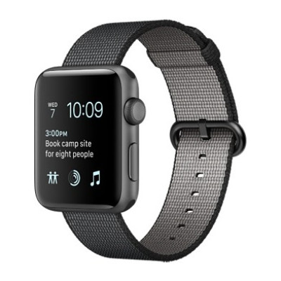 Apple Watch Series 2 38mm Space Gray Aluminum Case with Black Woven Nylon Sport Band (MP052)