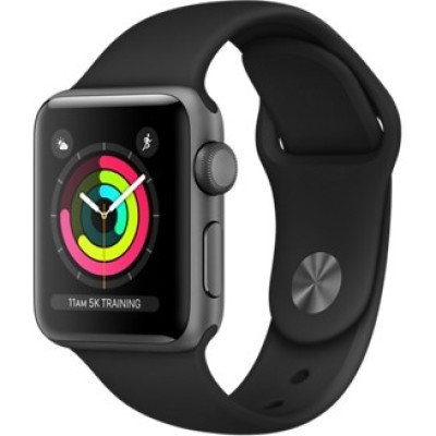 Apple Watch Series 3 GPS 38mm Space Gray Aluminum w. Black Sport B. - Space Gray (MQKV2)
