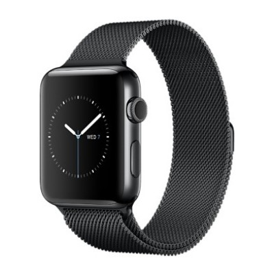 Apple Watch Series 2 38mm Space Black Stainless Steel Case with Space Black Milanese Loop Band (MNPE2)