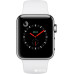 Apple Watch Series 3 GPS + Cellular 38mm Stainless Steel w. Soft White Sport (MQLV2)