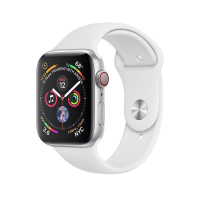 Apple Watch Series 4 GPS + LTE 44mm Aluminum Case w. White Sport B. (MTUU2)