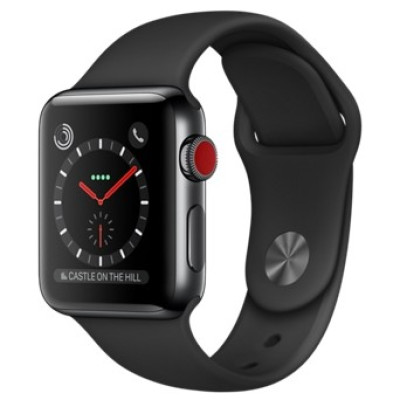 Apple Watch Series 3 GPS + Cellular 38mm Space Black Stainless Steel w. Black Sport B. (MQJW2)