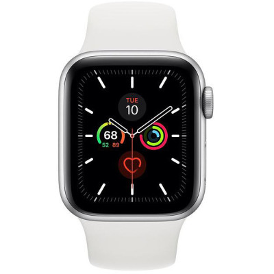 Apple Watch Series 5 GPS + LTE 40mm Silver Case w. White Sport Band (MWWN2)