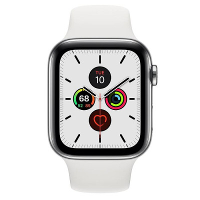 Apple Watch Series 5 LTE 44mm Steel w. White b.- Steel (MWW22)