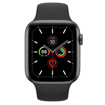 Apple Watch Series 5 GPS LTE 44mm Space Gray Aluminum w. Black Sport B. (MWWE2)