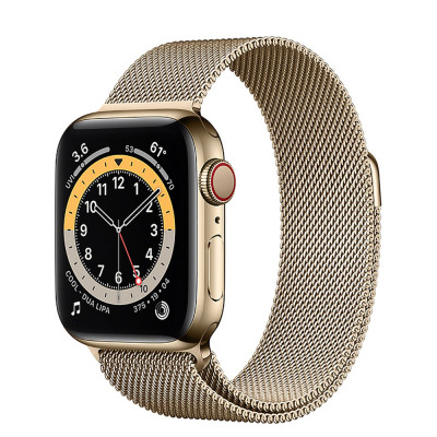 Apple Watch Series 6 GPS + Cellular 44mm Gold Stainless Steel Case w. Gold Milanese L. (M07P3)