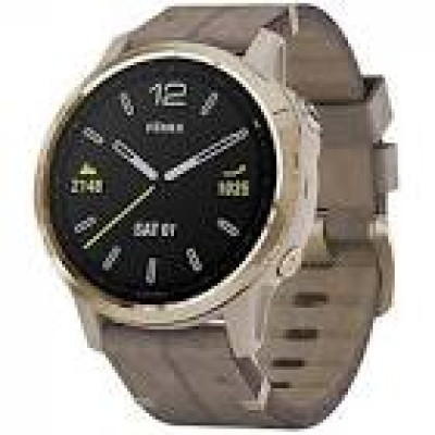 Garmin Fenix 6S Light Gold-tone with Shale Gray Leather Band (010-02159-40)