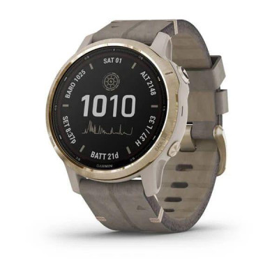 Garmin Fenix 6S Pro Solar Edition Light Gold with shale grey suede band (010-02409-26)