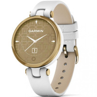 Garmin Lily Light Gold Bezel with White Case and Italian Leather Band (010-02384-B3)
