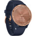 Garmin Vivomove 3s Rose Gold Stainless Steel Bezel w. Navy and Silicone B. (010-02238-03)
