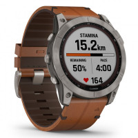 Garmin Fenix 7X Sapphire Solar Titanium w. Chestnut Leather Band (010-02541-19)
