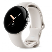 Google Pixel Watch Polished Silver Case/Chalk Active Band