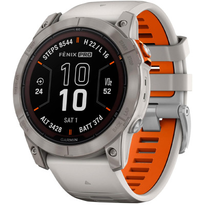 Garmin Fenix 7X Pro Sapphire Solar Titanium w. Fog Gray/Ember O. Band (010-02778-14/15)