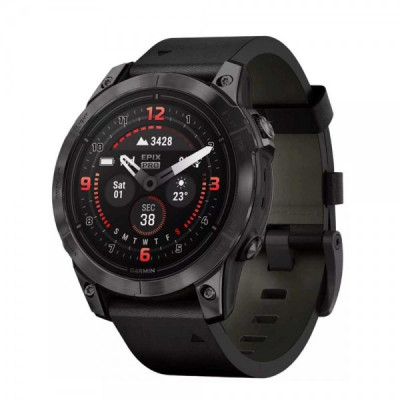 Garmin Epix Pro Gen 2 Sapphire 47mm Carbon G. DLC Tit. with B. Leather Band (010-02803-30)