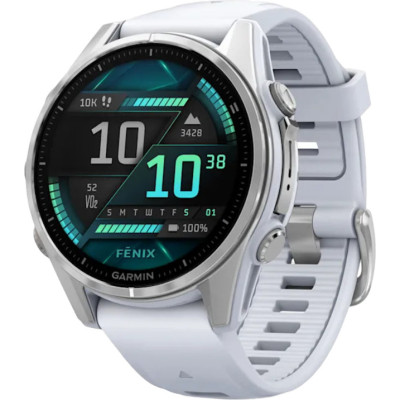 Garmin Fenix 8 43mm AMOLED Silver with Whitestone Silicone Band (010-02903-00)
