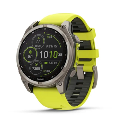 Garmin Fenix 8 47mm Solar Sapphire Titanium w. Amp Yellow/Graphite Silicone Band (010-02906-20/21)