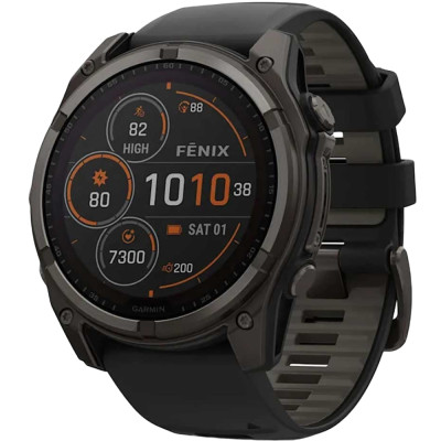 Garmin Fenix 8 51mm Solar Sapphire Carbon Gray DLC Titanium w. Black/Pebble Gray S. Band (010-02907-10/11)