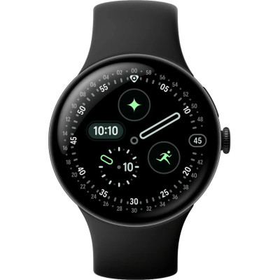 Google Pixel Watch 4 45mm Wi-Fi Matte Black Aluminum case / Obsidian Active Band